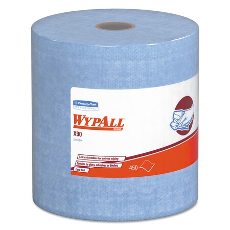 Wypall Wipes, Denim Blue, Hydroknit*, General Purpose;Industrial, 11.1" x 13.4", Unscented, 11 1/10" W. x KCC 12889
